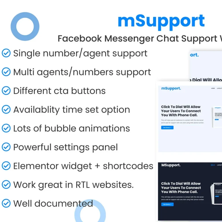 Messenger chat support WordPress Plugin